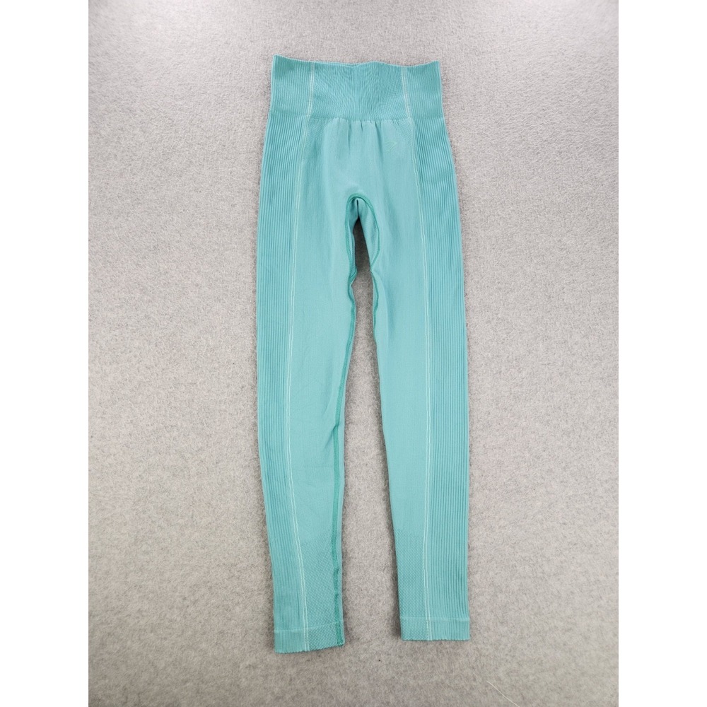 Gymshark Energy‎ Seamless Leggings Ribbed Women's Size SMALL Gym Pants Yoga AQUA